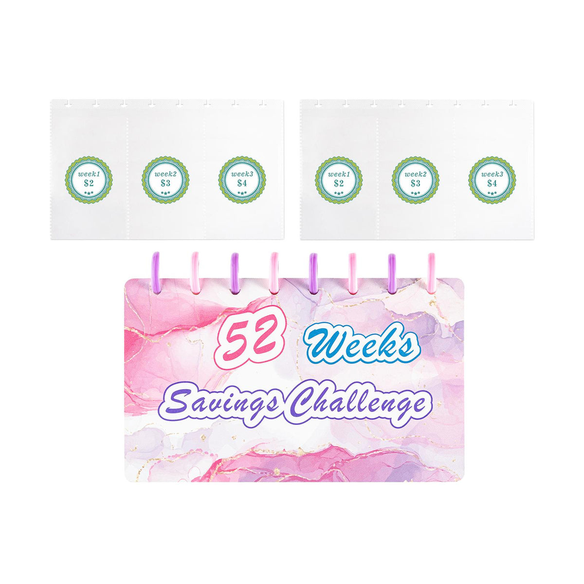 Maxbell 52 Week Saving Challenge Binder for Cash Saving Budget Binder for Girls Boys Color E