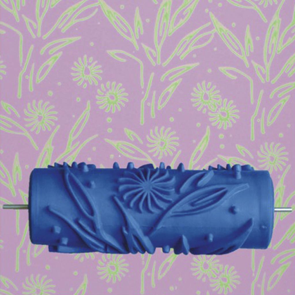 Maxbell 15cm Wall Decoration Empaistic Flower Pattern Painting Roller for Decoration Machine DIY - Blue