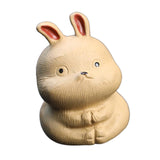 Maxbell Rabbit Figurine Tea Pet Sculpture Bunny Statue for Bedroom Table Centerpiece Yellow
