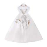 Maxbell Women Cape Chinese Style Hanfu Cloak Poncho Floral Embroidery Jacket White