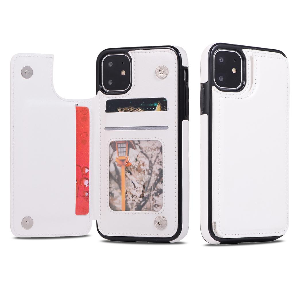 Max PU Leather Anti-fall Phone Back Cover Case For iPhone 11 6.1 inch White