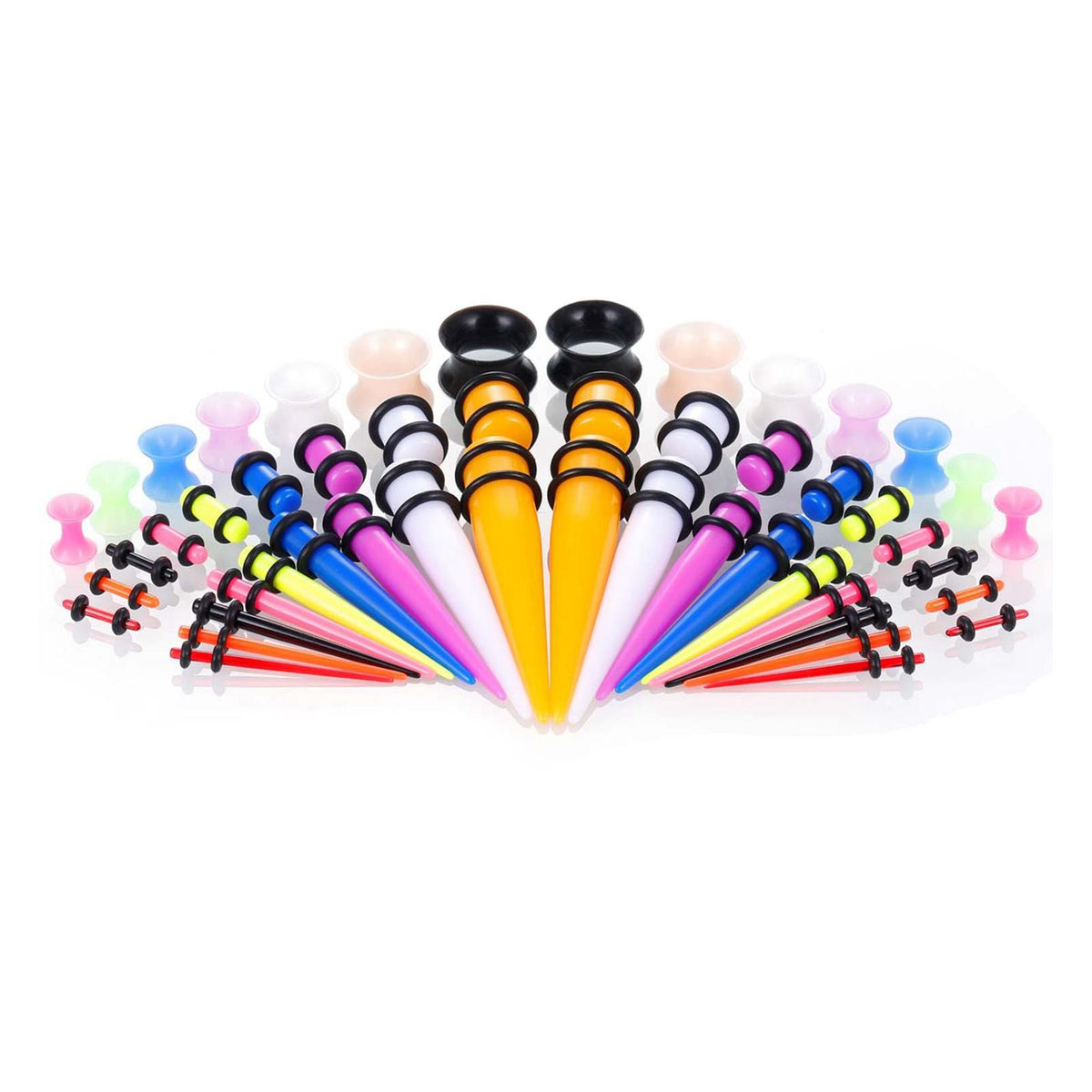 Maxbell 50Pcs Ear Gauges Kit Acrylic Taper Plug Tunnels Gift body Jewelry