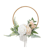 Maxbell Floral Hoop Wreath Wedding Decor Front Door Wreath for Farmhouse Spring Wall White