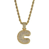 Maxbell 18k Golden Hip Hop Micro Zircon Letter C Pendant Rope Necklace Gold