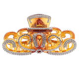 Max Women Crown Shape Rhinestone Hair Claw Plastic Large Hair Clip Clamp Brown