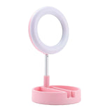 Maxbell light with Phone Holder Makeup Mirror USB for Live Stream Table Pink
