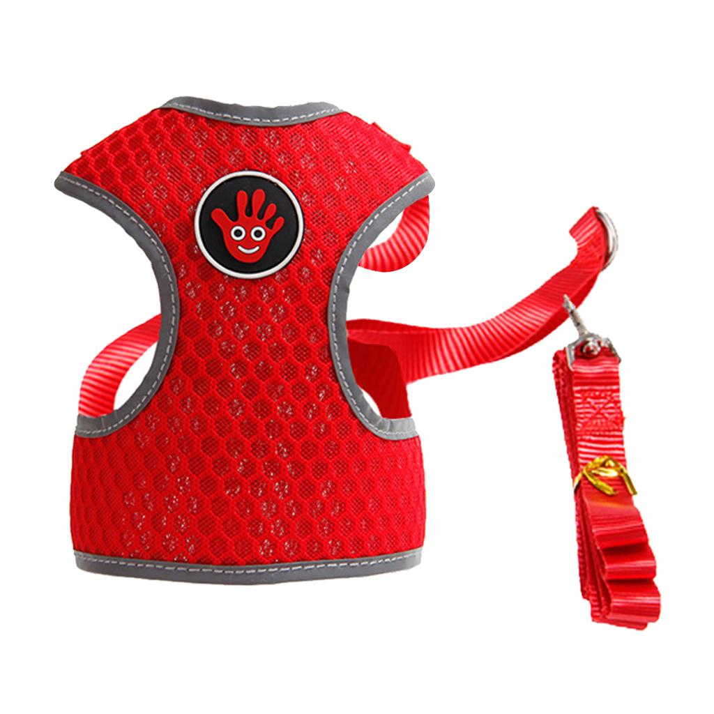 Max Breathable Dog Vest Harness Pet Outdoor Traction Rope For Cat Dog Red L