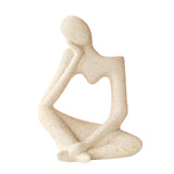 Maxbell Ceramic Vase Thinker Statue Abstract Art for TV Cabinet Living Room Decor beige