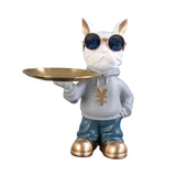 Maxbell Resin Dog Desk Storage Tray Statue Decorative Modern for Cafe Entryway Decor Blue