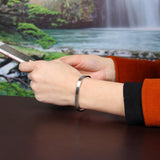 Maxbell Stainless Steel Couples Bracelet Cuff Bangle Square Wristband Silver 6mm