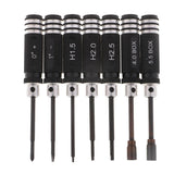 Max 7x Hexagon Screwdriver Tool Wrench Sleeve/Flat Heat/Cross for RC Plane Black