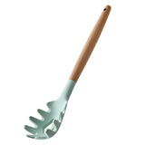 Maxbell Silicone Non Stick Kitchen Cooking Utensil Set Wooden Handle Pasta Server