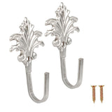 Maxbell 2Pcs Vintage Maple leaves Curtain Tieback Tassel Hooks Door Wall Hook Silver