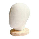 Maxbell Linen Manikin Head Wigs Display Stand Model with Wooden Base Practical