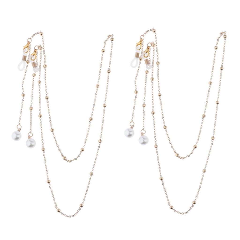 Max Beaded Eyeglass Chains Eyewear Sunglasses Holder Strap Cords Lanyards 90cm Golden