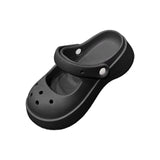 Maxbell Clog Slipper Med Heels Waterproof Floor Slides Shoes for Women Men Bathroom Black 37 to 38