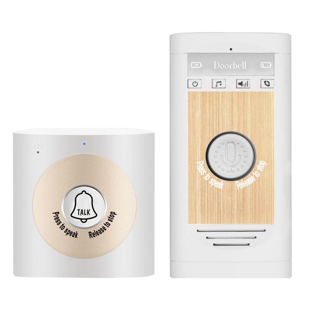 Maxbell Wireless Intercom Doorbells Two-Way Talk Doorbell Interphone White-Golden
