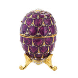 Maxbell Mini Enamel Rhinestone Easter Egg Jewelry Box Wedding Ring Box Purple