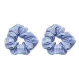 Max Maxb 2 Pieces Plaid Style Womens Hair Scrunchies Elastic Hair Bands Headwear Blue