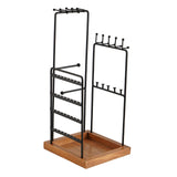 Maxbell Jewelry Display Holder Stand with Wooden Tray Jewelry Organizer for Tabletop