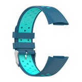 Maxbell Dual Colors Silicone Watchband Soft for Fitbit Charge5 Blue Teal
