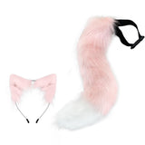 Maxbell Fox Ears and Tail Cat Ear Headband Headwear for Party Prom Halloween Pink