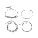 Maxbell Stackable Bracelets Exaggerated Open Cuff Wrap for Anniversary Wife Friends Silver