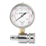 Max Maxb Stainless Steel Pressure Washer Gauge Kit, 3/8 Inch Quick Connect, 6000 PSI