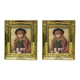 Maxbell 2pcs 1:12 Dollhouse Gold Picture Frame Decor Accessories Girl