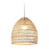 Maxbell Retro Pendant Light Handmade Rattan Lampshade Rustic for Hotel Dining Room StyleB 35CM