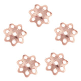 Maxbell 5 Pieces 925 Sterling Flower Cup Beads End Cap Jewelry Makings Rose Gold