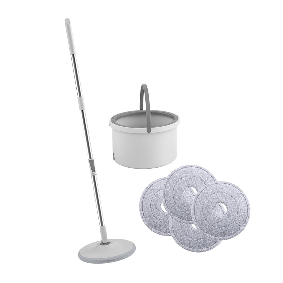 Maxbell Self Wring Rotation Floor Mop with Bucket for Hardwood Laminate Apartment 4 Microfiber Rag