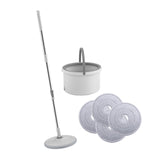 Maxbell Self Wring Rotation Floor Mop with Bucket for Hardwood Laminate Apartment 4 Microfiber Rag