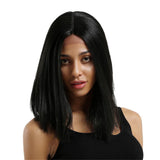 Max Women Synthetic Straight Middle Part Wig Full Head Lace Front Hairpieces 14"
