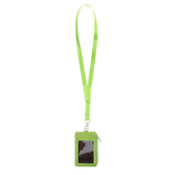 Maxbell 2 Sided PU Leather Card Badge Holder with Zip Neck Strap Wallet Case Green