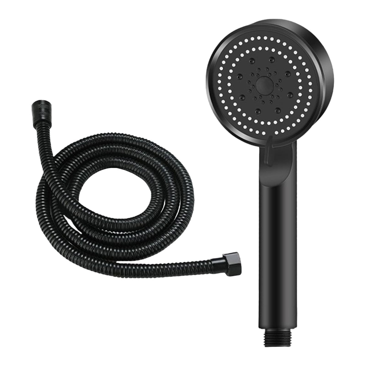 Maxbell High Pressure Handheld Shower Head 5 Spray Settings Screw in G1/2" Connector Black 1.5m Hose