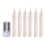 Maxbell 6x LED Candles 3D Wick Flameless Taper Candles for Wedding Party white