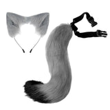 Maxbell Faux Fur Long Tail Costume Dress Fox Ears Hair Hoop Performance Gray