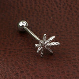 Maxbell Stainless Steel Tongue Lip Bars Rings Barbell Piercing Maple Leaf 14G Silver