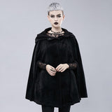 Maxbell Steampunk Womens Witch Cape Black Hooded Midi Cloak Coat Holloween Costumes