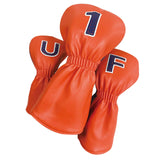 Maxbell 3Pcs PU Wood Golf Head Covers Men Women Universal Golf Club Head Covers Blue Orange