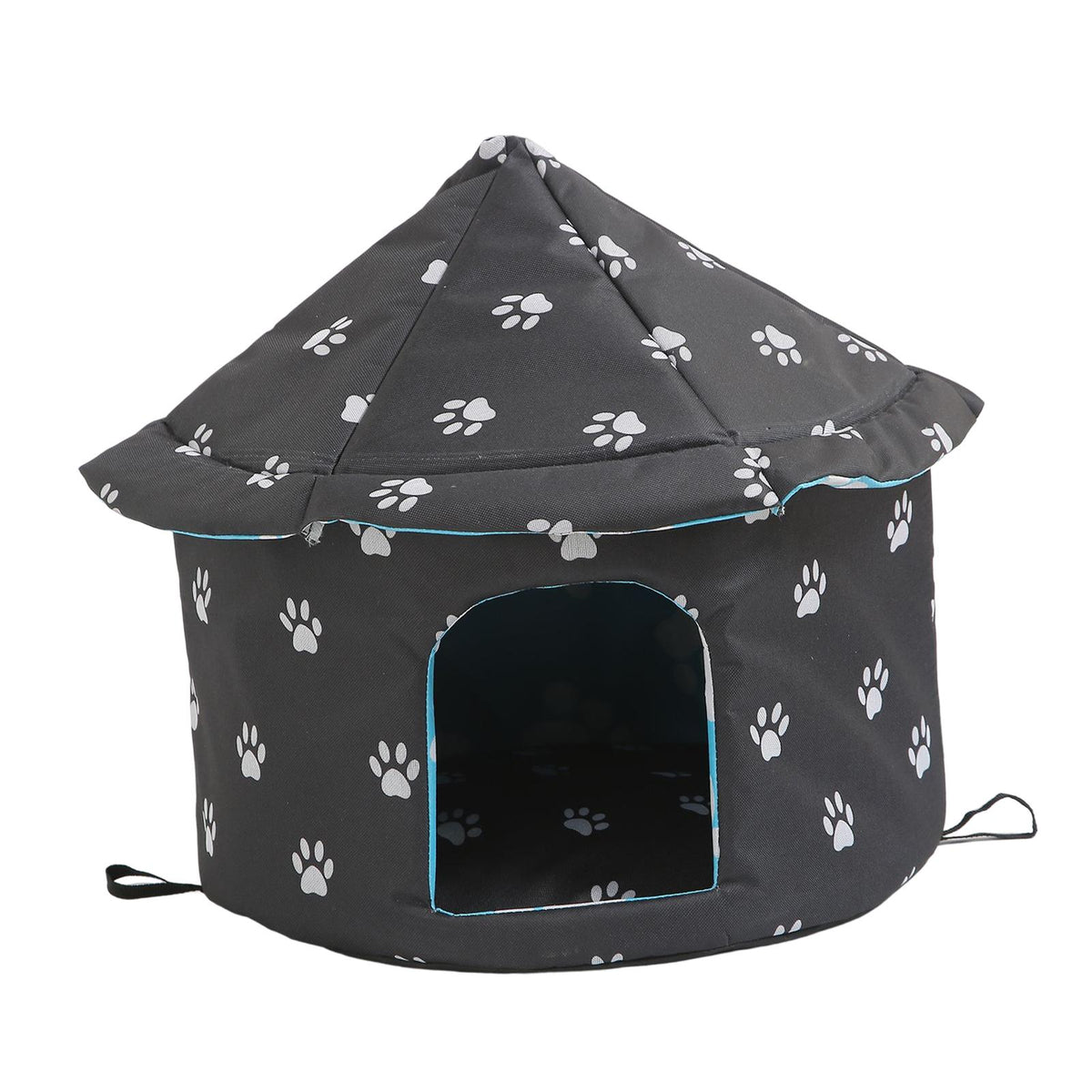 Maxbell Oxford Cloth Outdoor Feral Cats Warm House Waterproof Bed Kennel Tent Winter Round l Size black