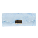 Maxbell Stone Pattern Leather Lip Gloss Makeup Lipstick Holder Case with Mirror Light Blue