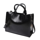 Maxbell Elegant Womens Leather Handbag Big Capacity Zipper Closure Top Handle Tote Black