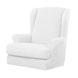 Max Jacquard Stretch Wing Back Armchair Cover Wingback Sofa Slipcover White