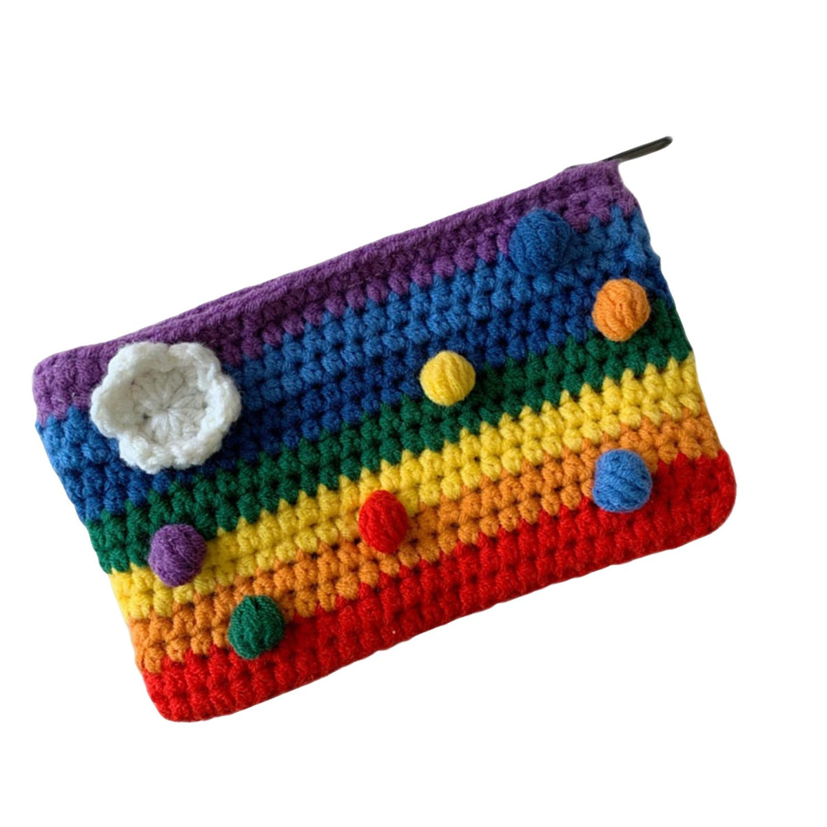 Maxbell Rainbow Wallet Makeup Bag Card Holder Handmade Knitted Coin Purse
