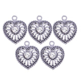 Max 5 PCS/Lot Lady Hollow Heart Pendant Diamante Pendant Jewelry DIY Grey