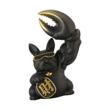 Maxbell Creative Big Arm Lucky Dog Figurine Resin Statue Crafts Decoration Desk Black