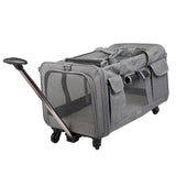 Maxbell Pet Carrier on Wheels with Wheels Rolling Carrier for Kitten Puppy Going Out light grey