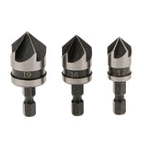 Maxbell 1/4 inch Hex 12, 16,19mm Countersink Power Drill Bit Bore Set for Wood Metal Set of 3